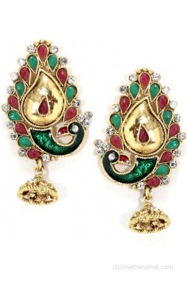 Bindhani Traditional Diya Cubic Zirconia Alloy Jhumki Earring 